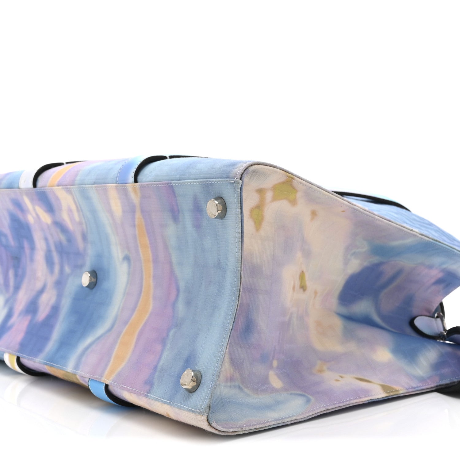 Fabric Jacquard FF Tie Dye Sunset Large Shopping Tote Light Blue Black