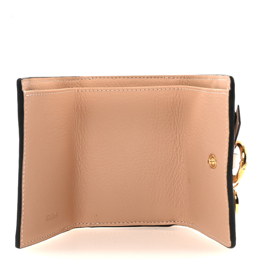Grained Calfskin Alphabet Compact Wallet Blush Nude