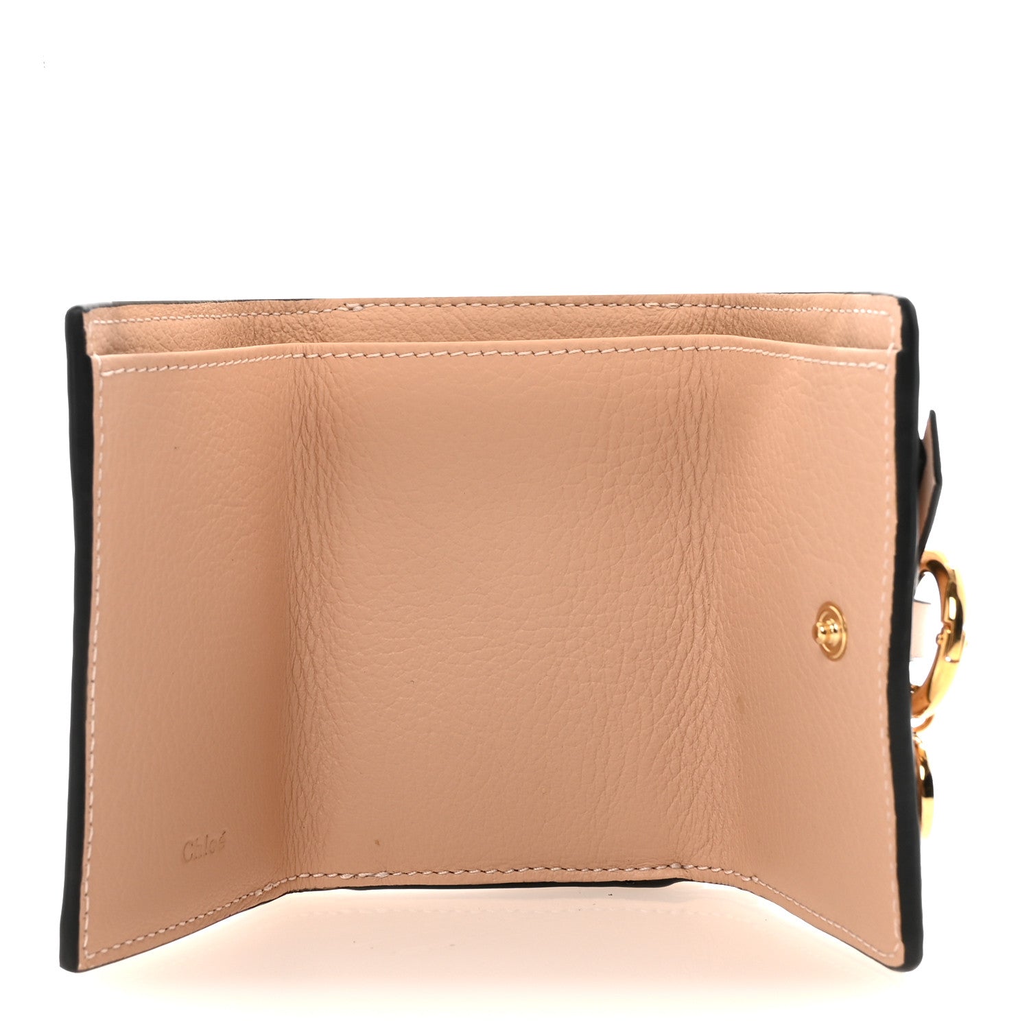 Grained Calfskin Alphabet Compact Wallet Blush Nude