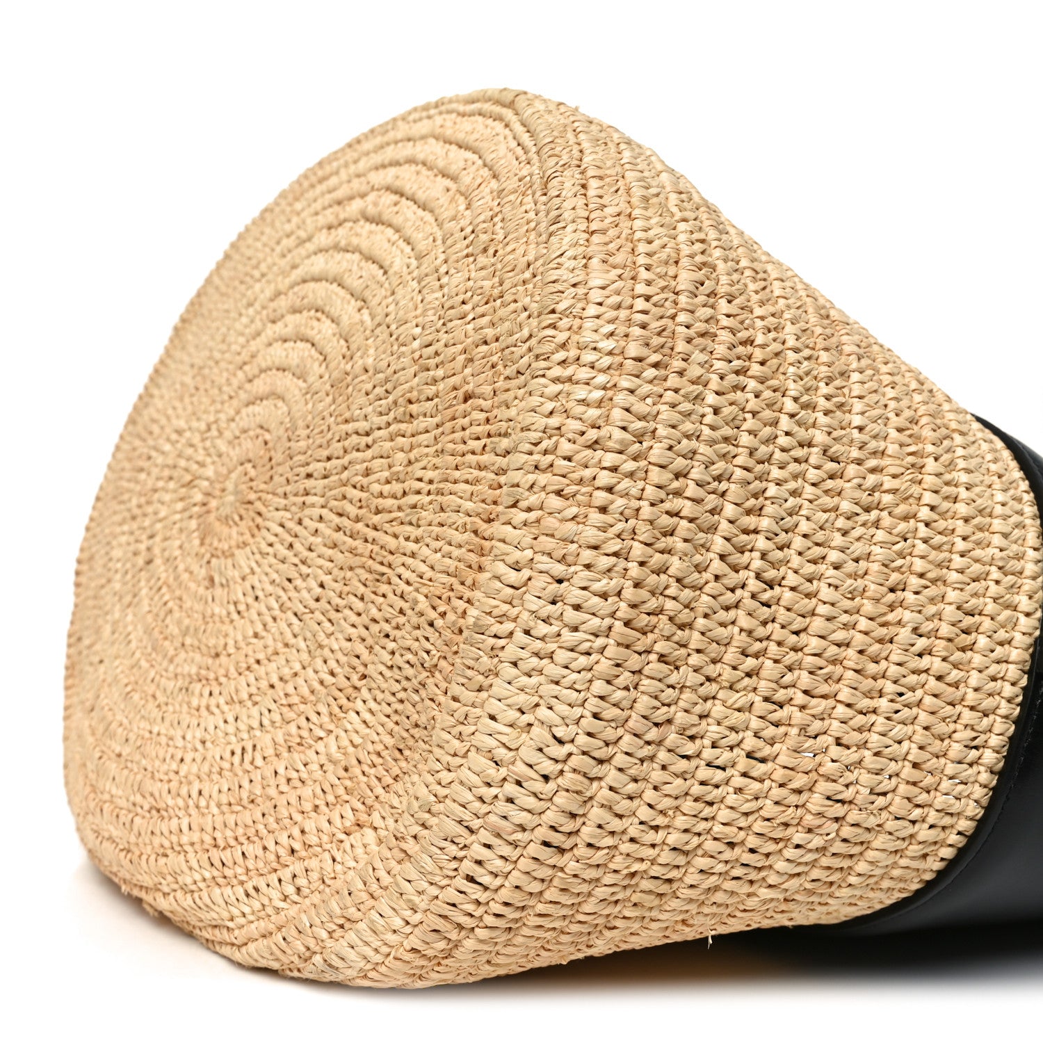 Raffia Calfskin Basket Bag Natural Black