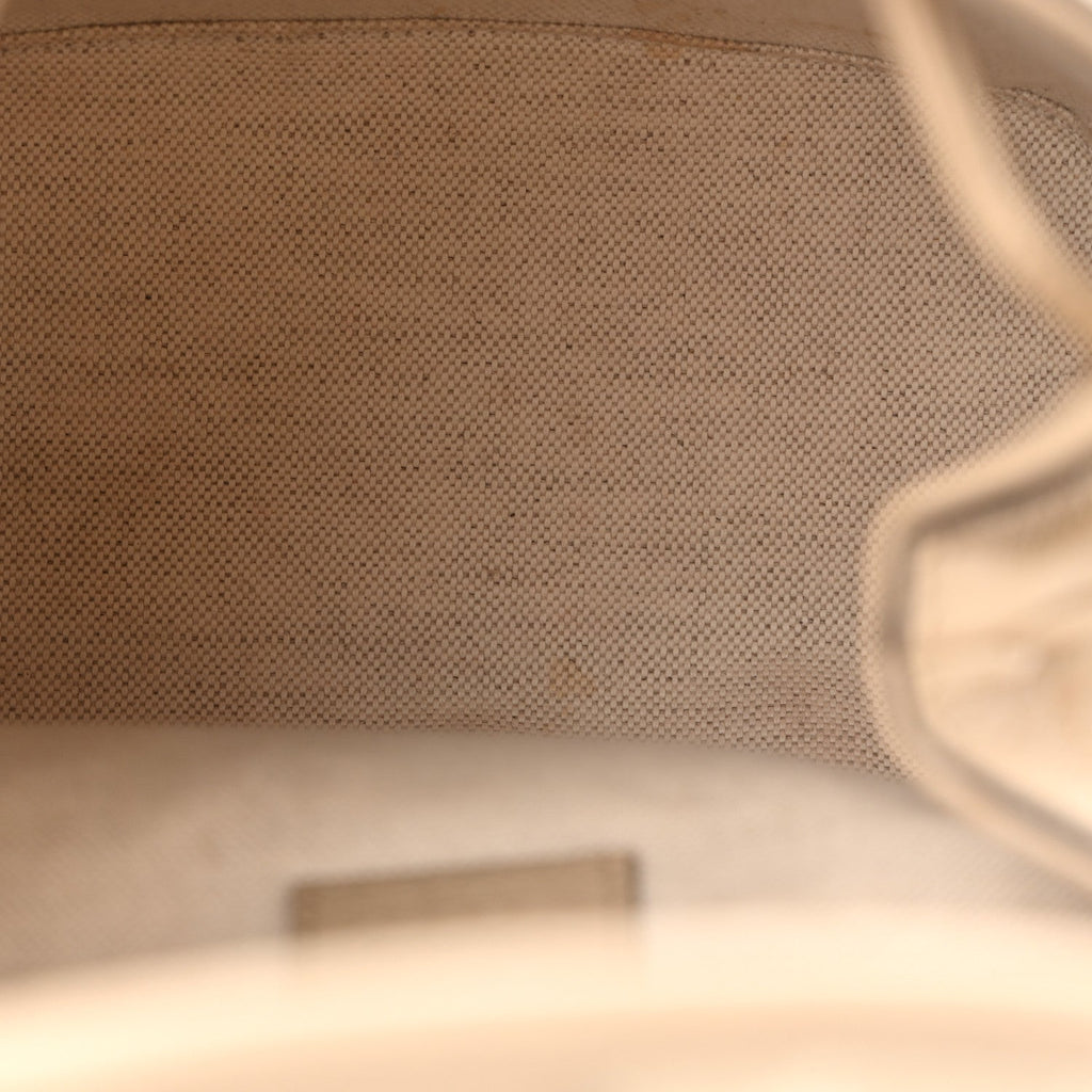 GG Supreme Monogram Textured Dollar Calfskin Web Mini Chain Drawstring Backpack Beige Mystic White Oatmeal
