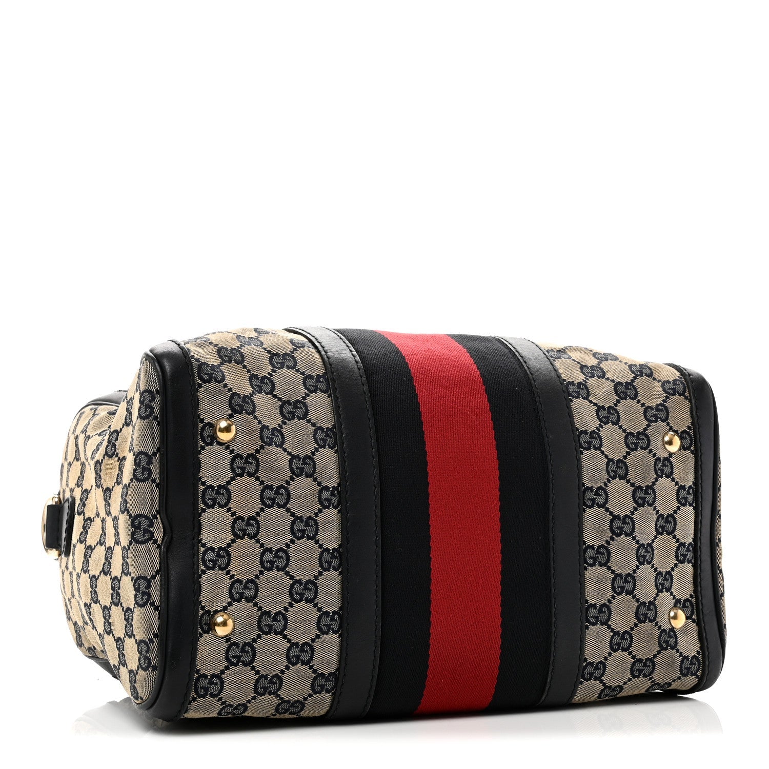 Monogram Selleria Calfskin Vintage Web Medium Boston Beige Blue