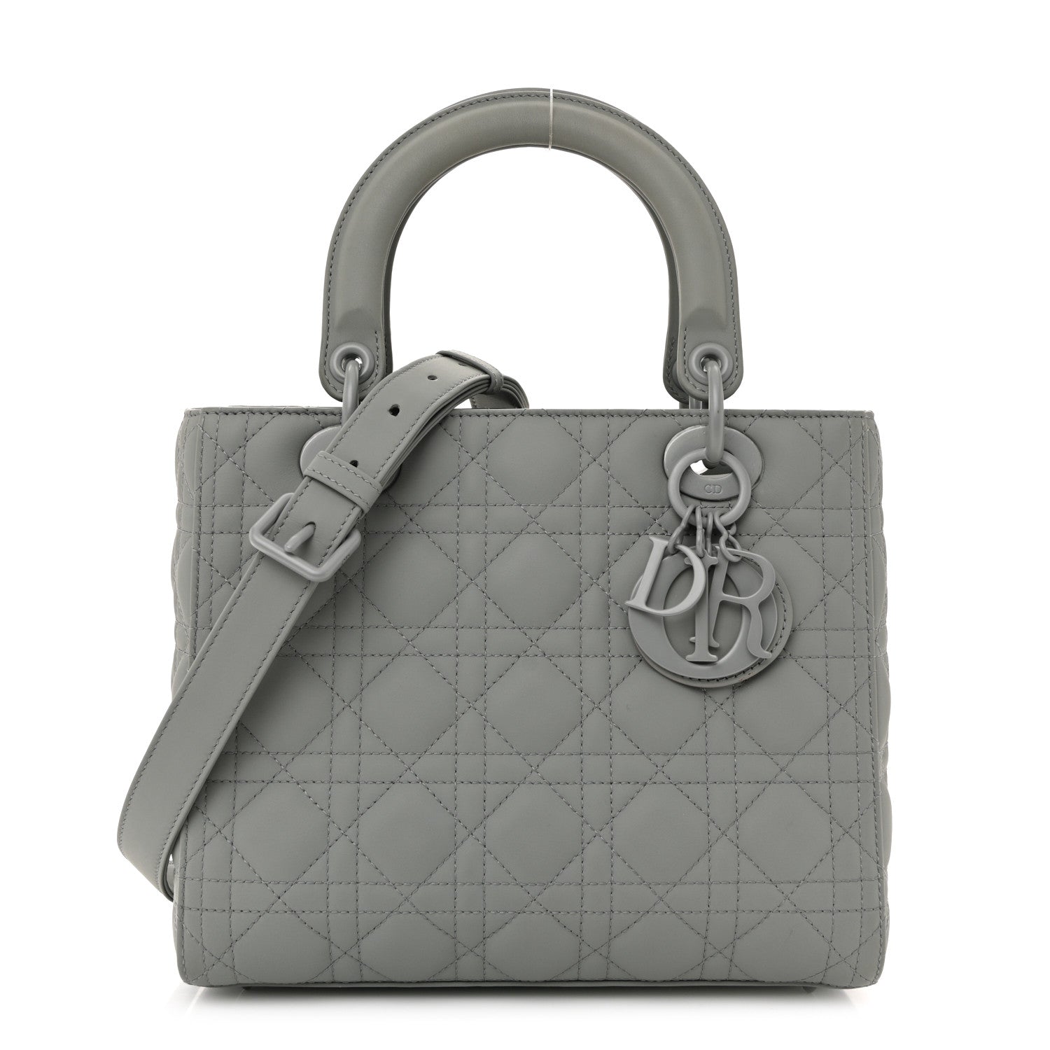 Ultra Matte Calfskin Cannage Medium Lady Dior Grey Stone