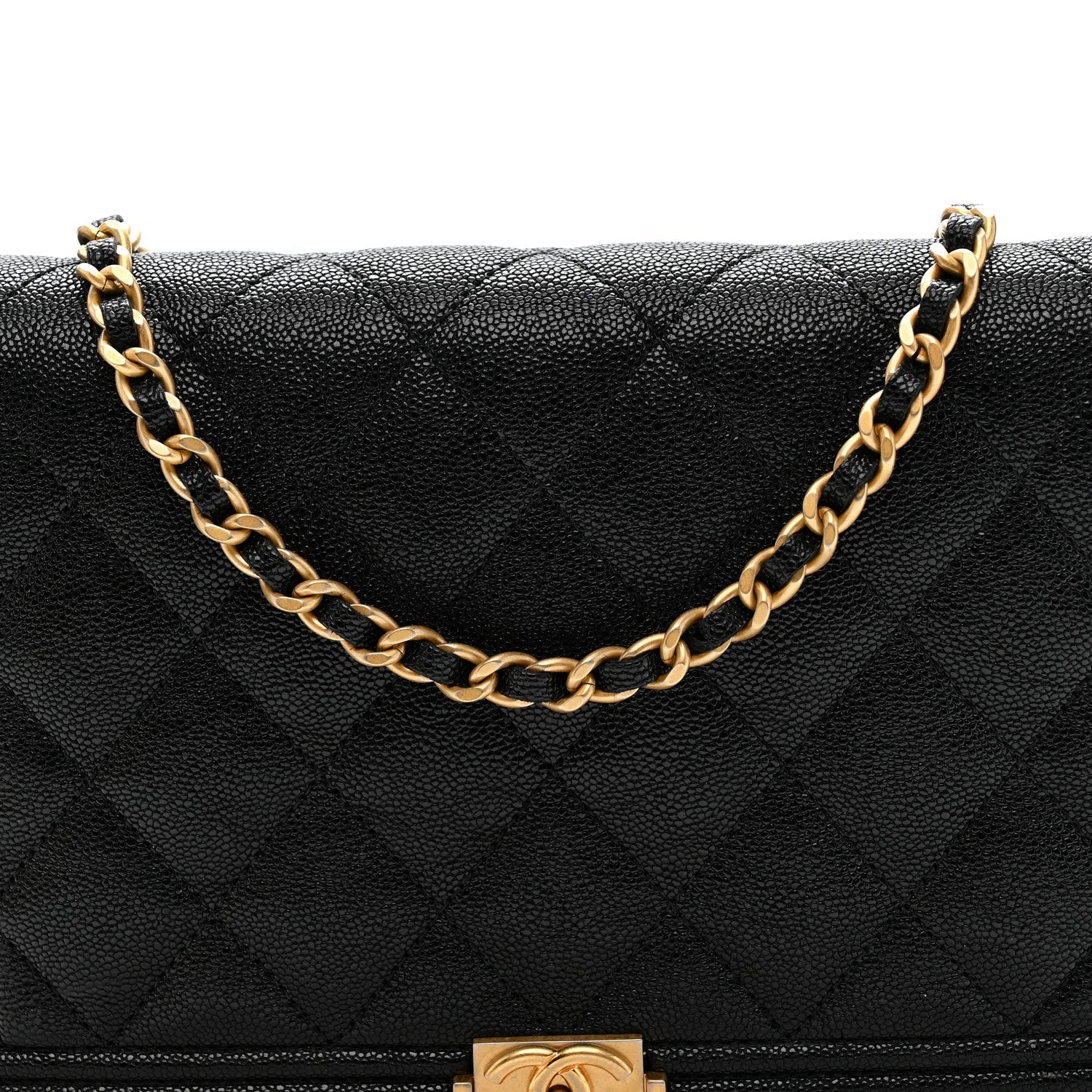 Caviar Quilted Boy Wallet On Chain WOC Black