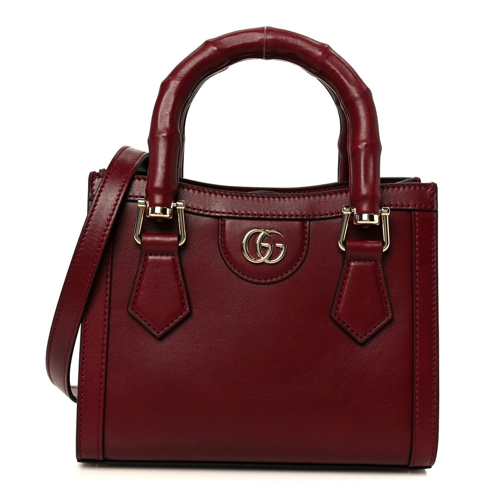 Sweetbread Calfskin Mini Diana Tote Bag Rosso Ancora