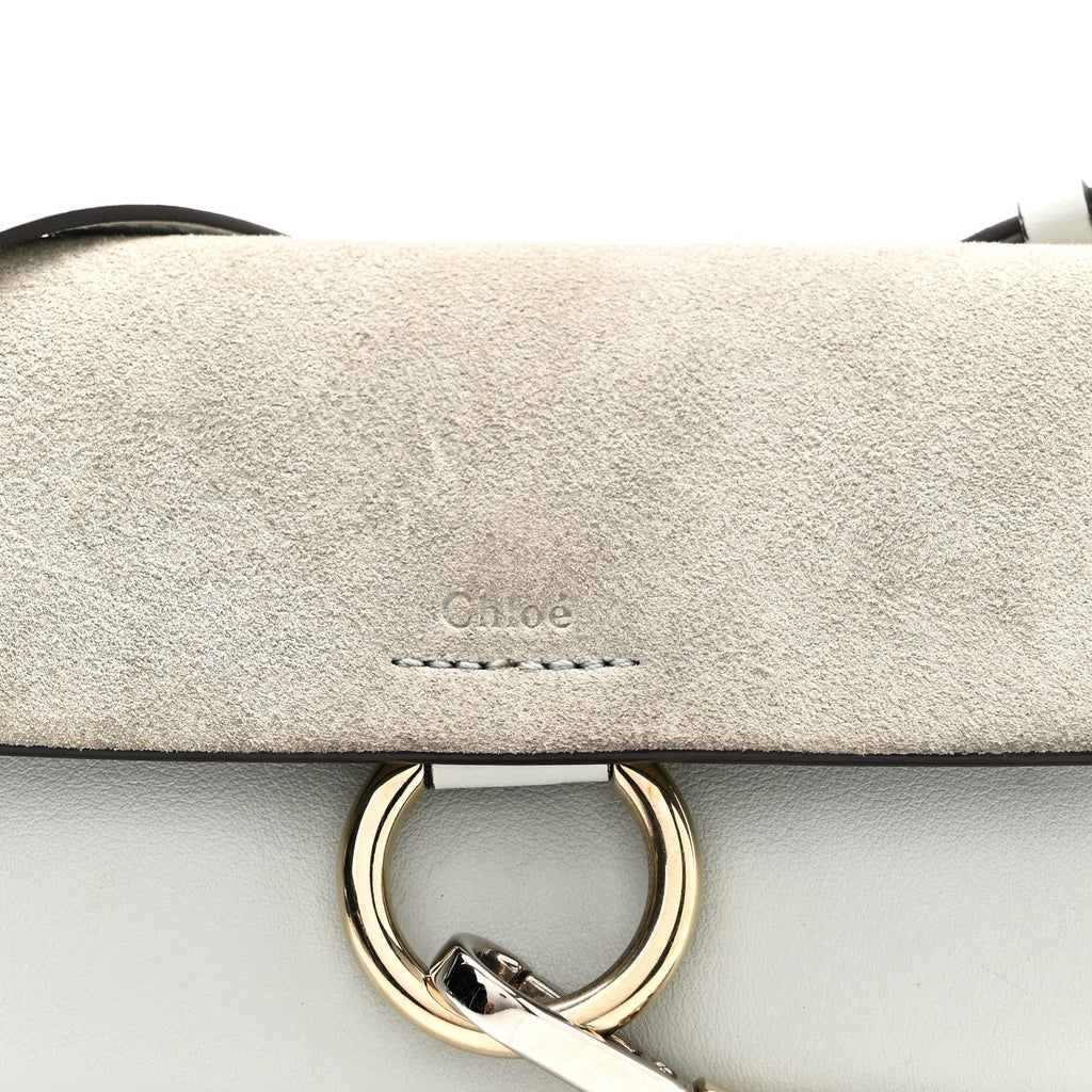 Suede Calfskin Mini Faye Shoulder Bag Airy Grey
