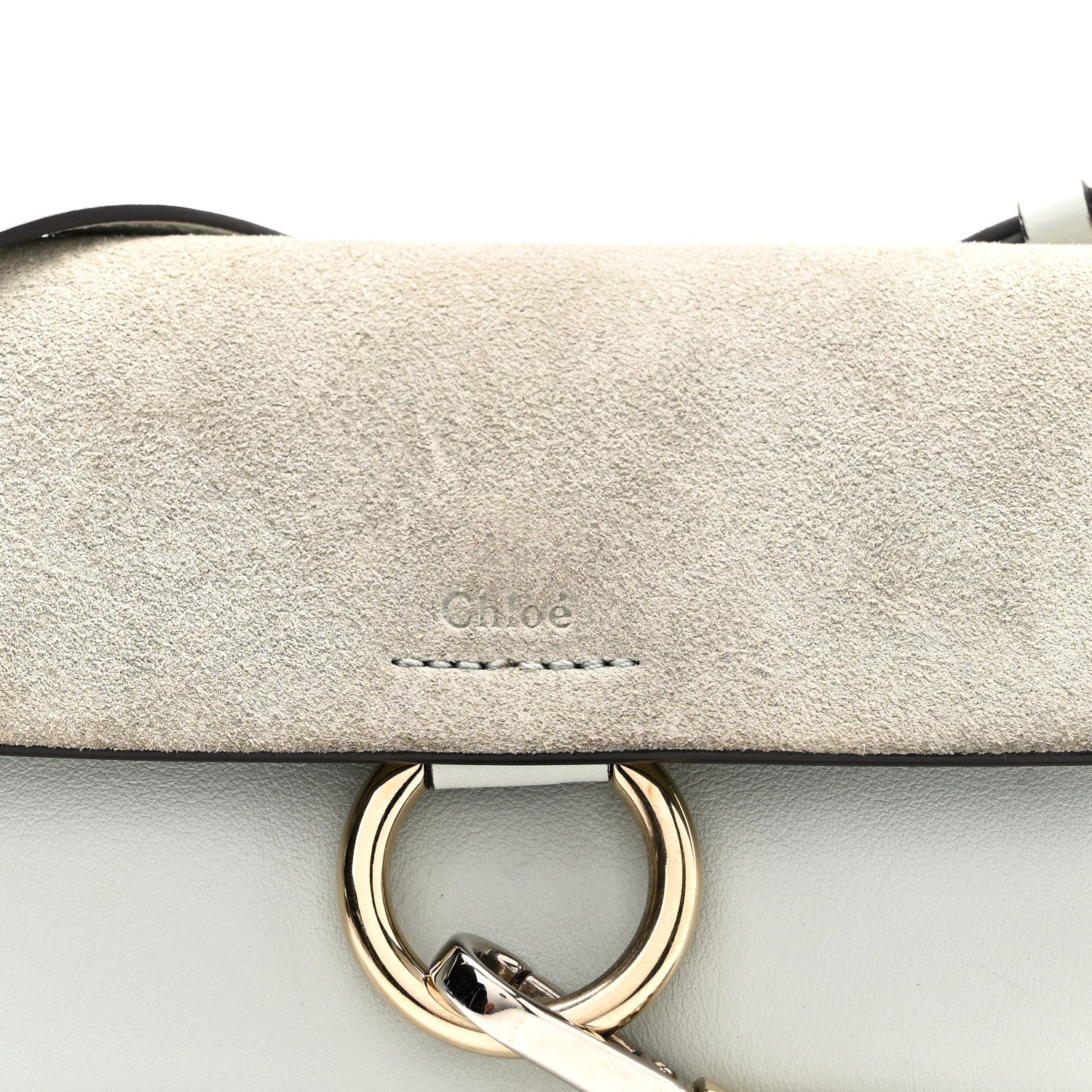 Suede Calfskin Mini Faye Shoulder Bag Airy Grey