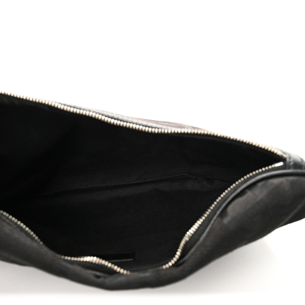 Monogram Jumbo GG Textured Dollar Calfskin Web Belt Bag Black
