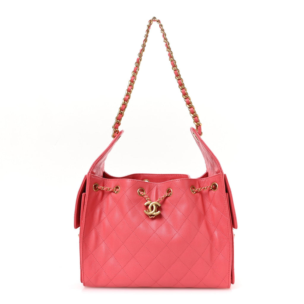 Caviar Quilted Small Chanel 25 Handbag Coral