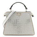 Crystal Vitello Laminato FF Petite Peekaboo I SEE U Satchel Crystal Argento