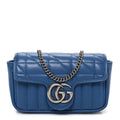 Calfskin Matelasse Aria Super Mini GG Marmont Shoulder Bag Clear Blue