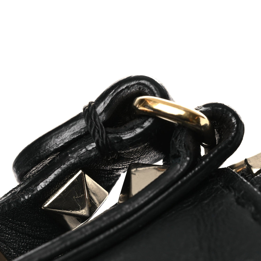 Calfskin Suede Rockstud Camera Crossbody Bag Black