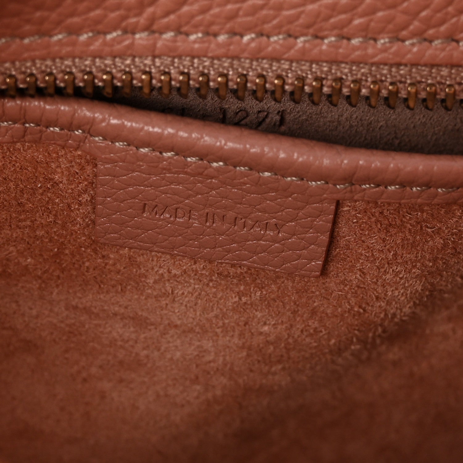Drummed Calfskin Nano Luggage Antique Rose