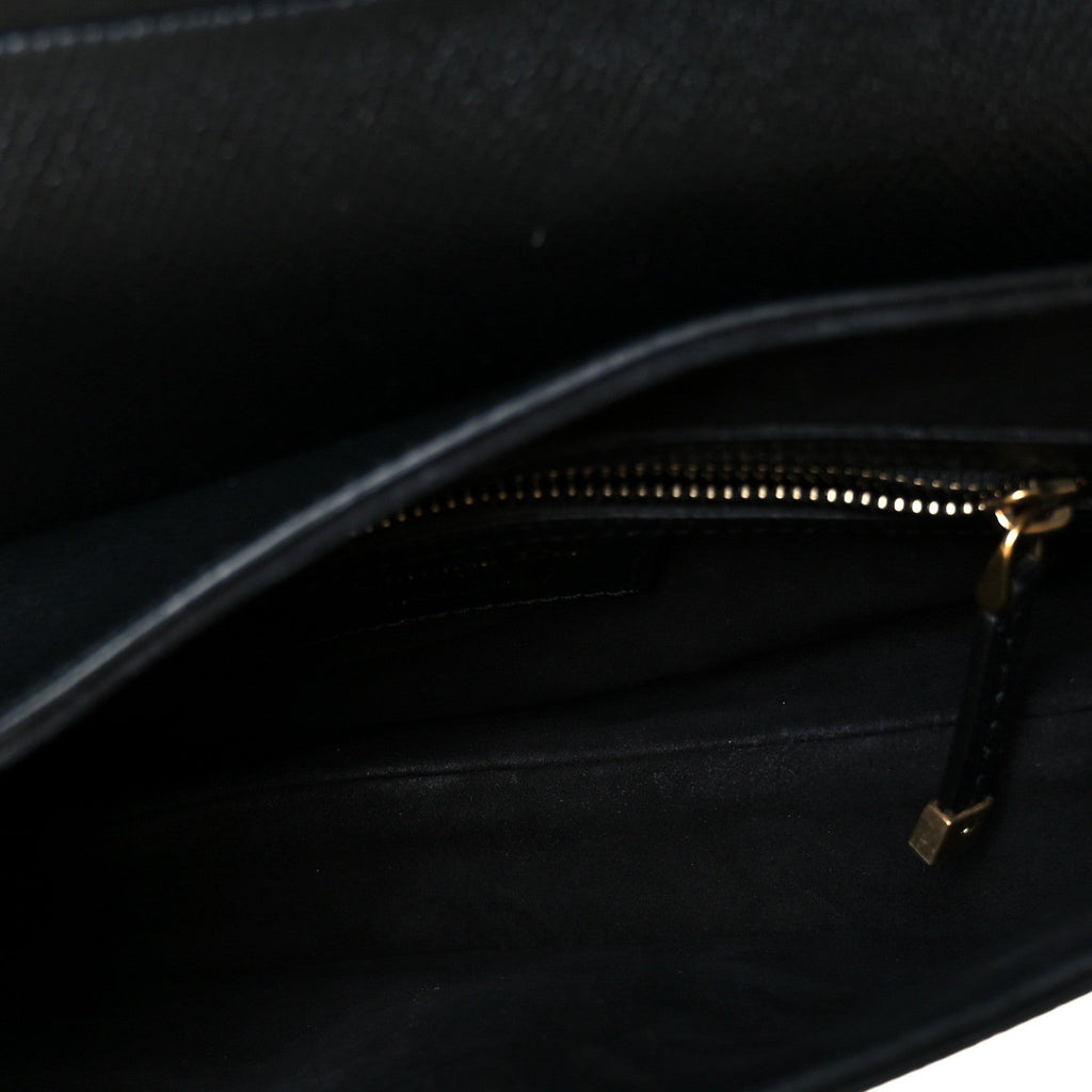 Grained Calfskin Saddle Bag Black