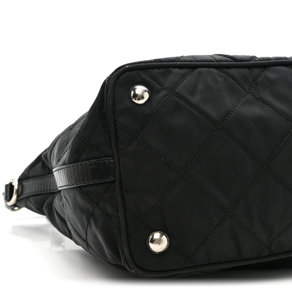 Tessuto Nylon Quilted Shoulder Bag Black