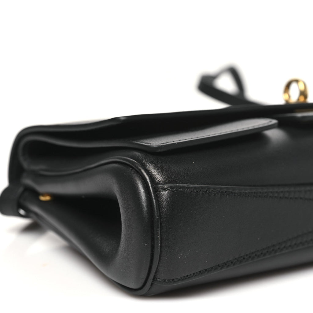 Smooth Calfskin Small Bel Air Clutch On Strap Black