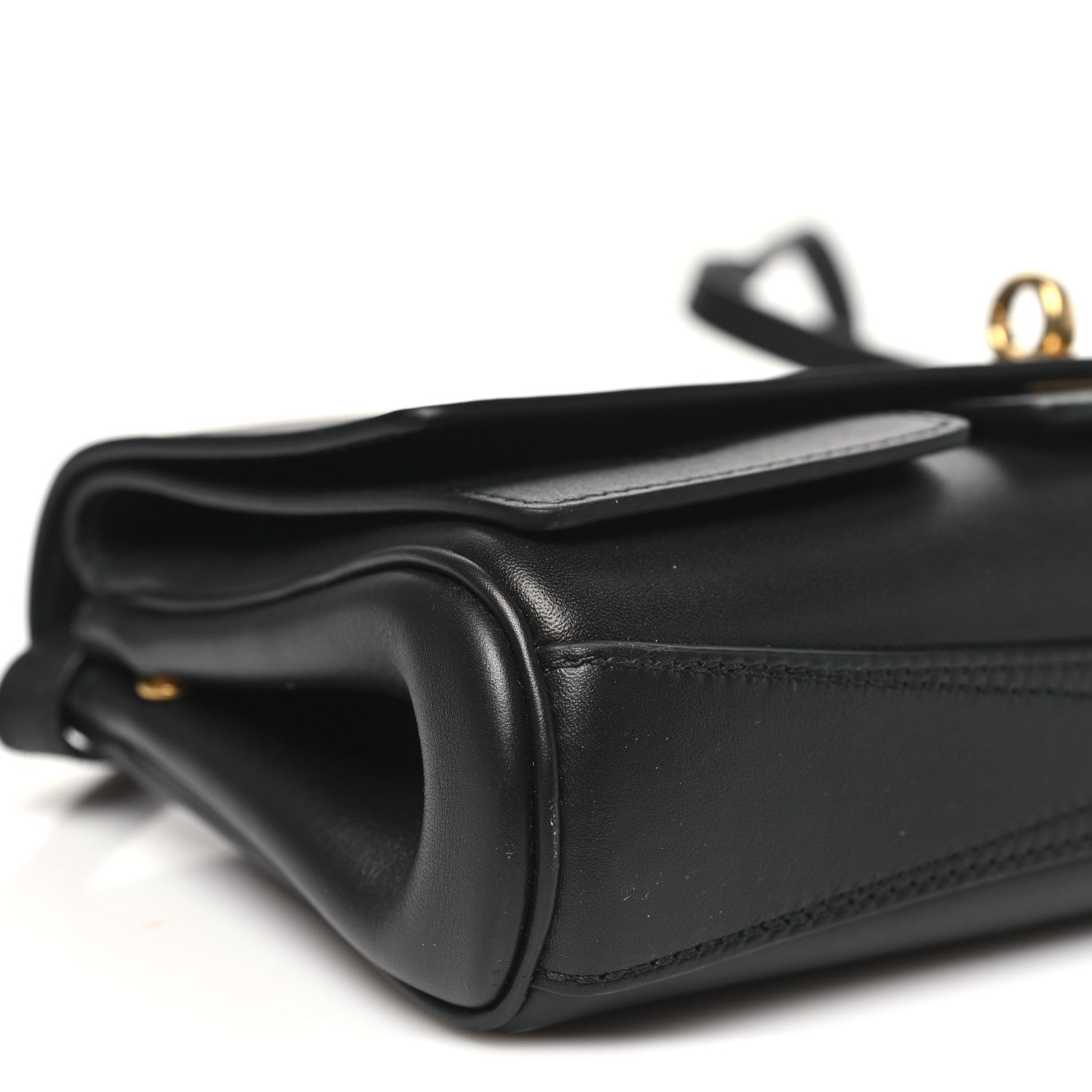 Smooth Calfskin Small Bel Air Clutch On Strap Black
