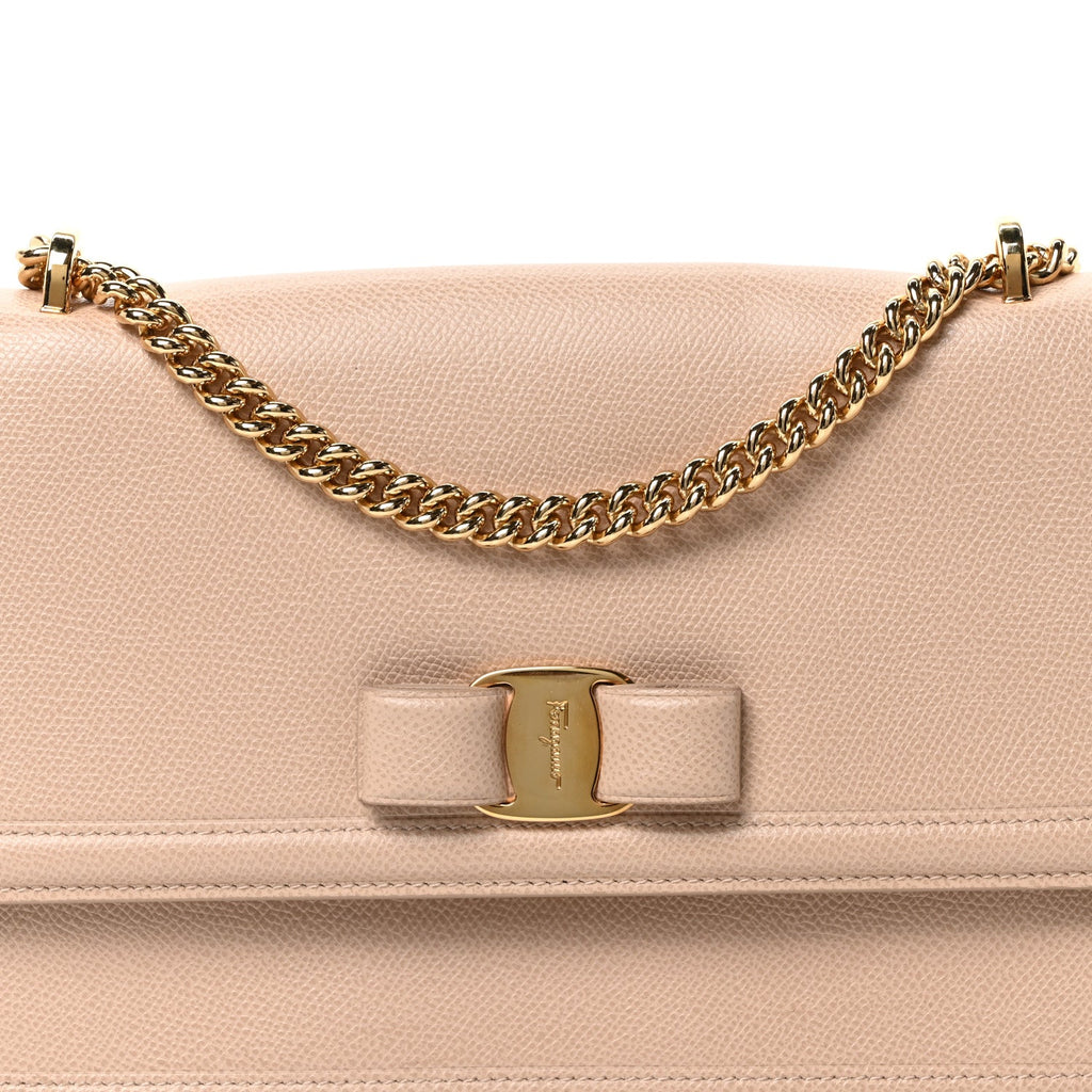 Printed Calfskin Ginny Shoulder Bag Beige