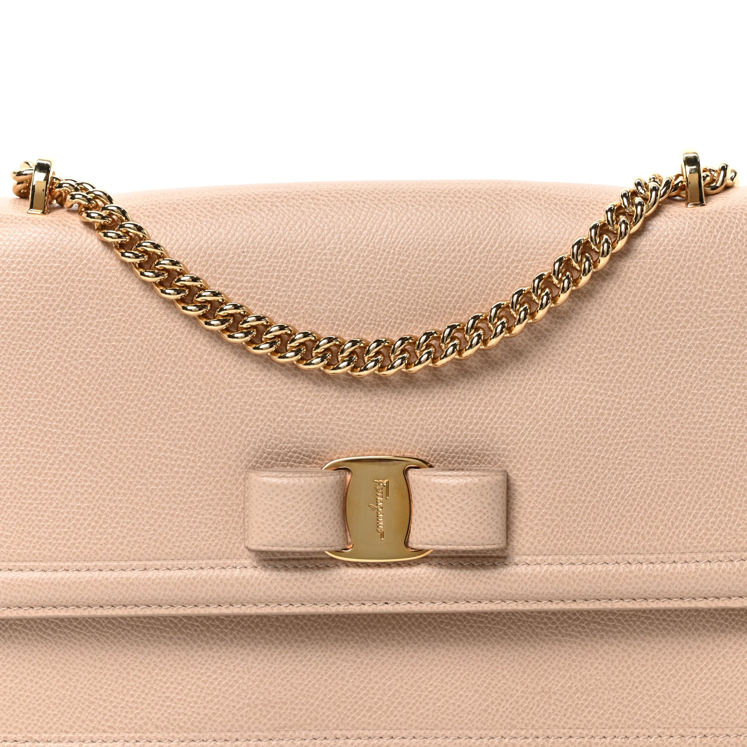 Printed Calfskin Ginny Shoulder Bag Beige