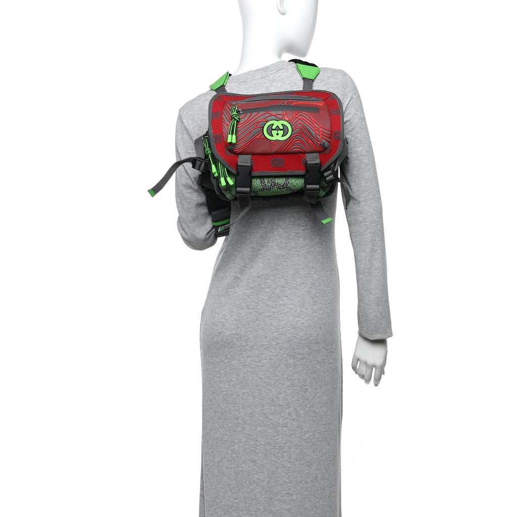 Jersey GG Monogram All Over Sporty Flap Backpack Red Multicolor