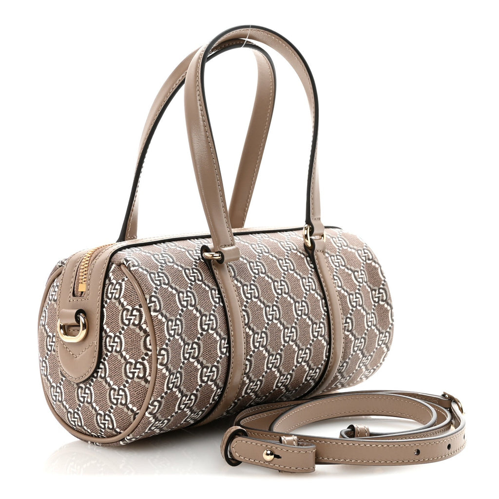 GG Shadow Monogram Ophidia Top Handle Bowler Bag Taupe
