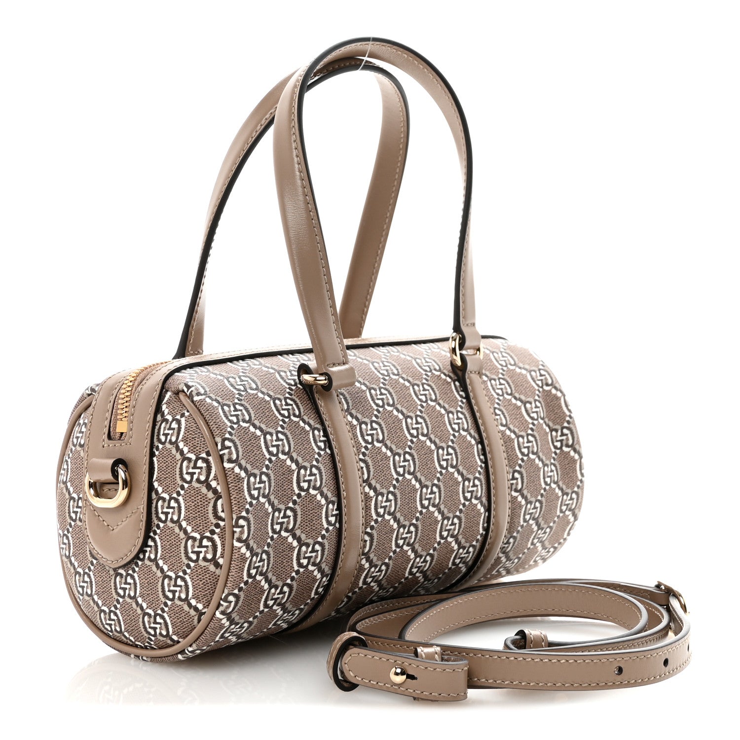 GG Shadow Monogram Ophidia Top Handle Bowler Bag Taupe