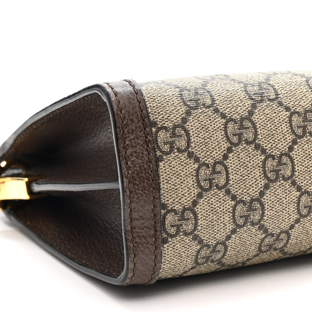 GG Supreme Monogram Web Small Ophidia Chain Shoulder Bag Brown