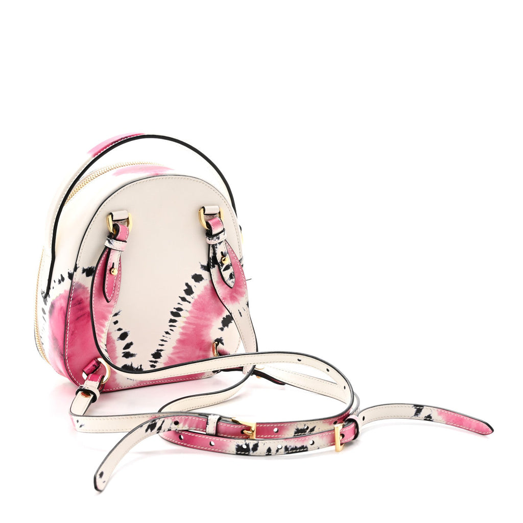 City Calfskin Tie Dye Print Mini Odette Backpack White Pink Black