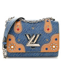 Epi Studded Twist Shoulder Bag MM Denim Light