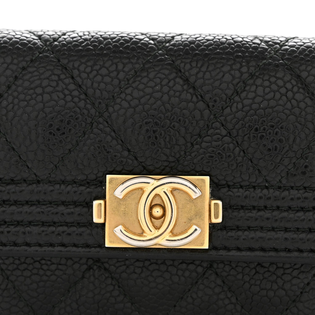 Caviar Quilted Boy Flap  Holder Black