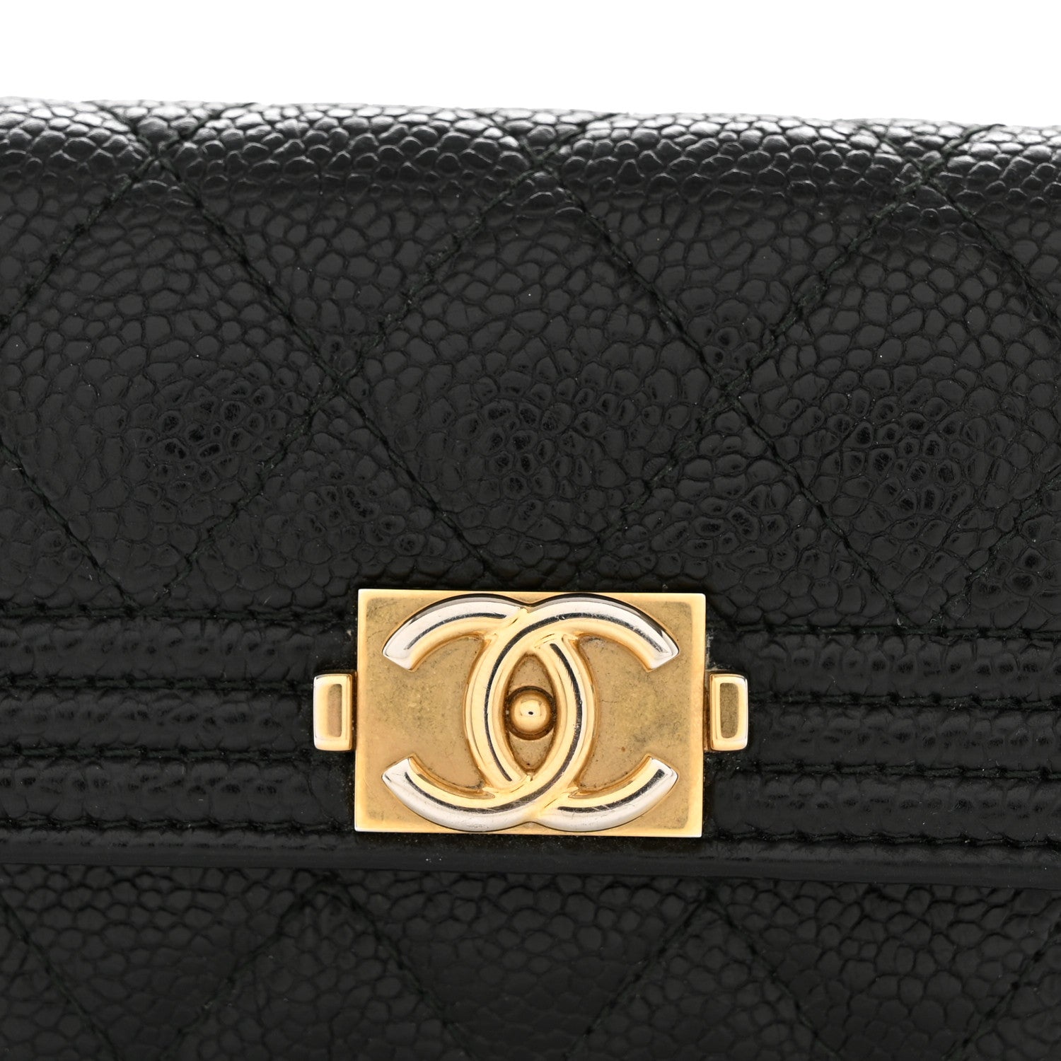 Caviar Quilted Boy Flap  Holder Black