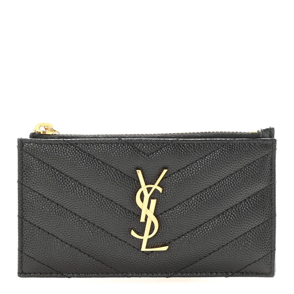Grain De Poudre Matelasse Chevron Monogram Fragments Zippered  Case Black