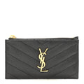 Grain De Poudre Matelasse Chevron Monogram Fragments Zippered  Case Black