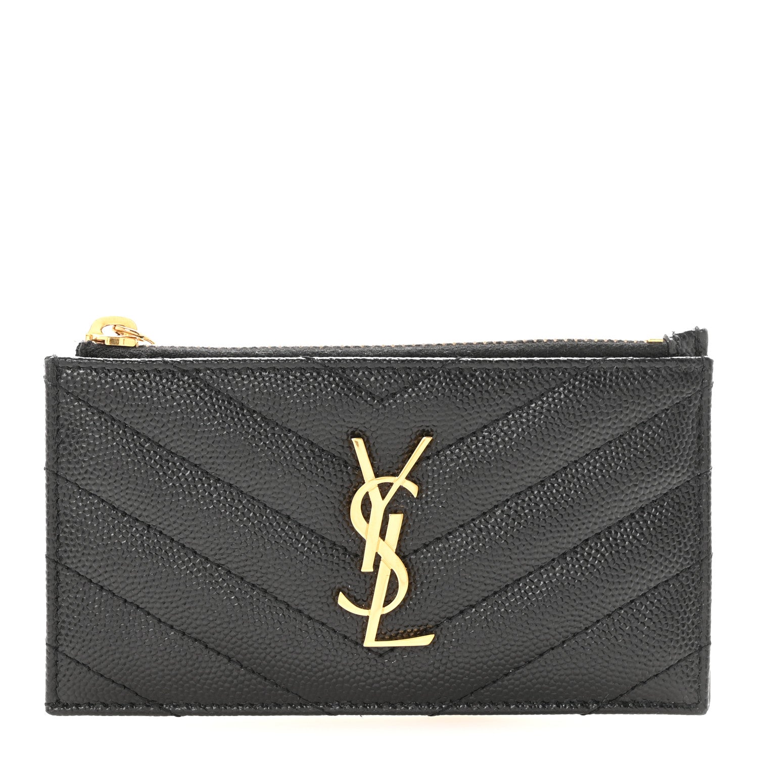 Grain De Poudre Matelasse Chevron Monogram Fragments Zippered  Case Black