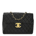 Lambskin Quilted XL Jumbo Single Flap Black