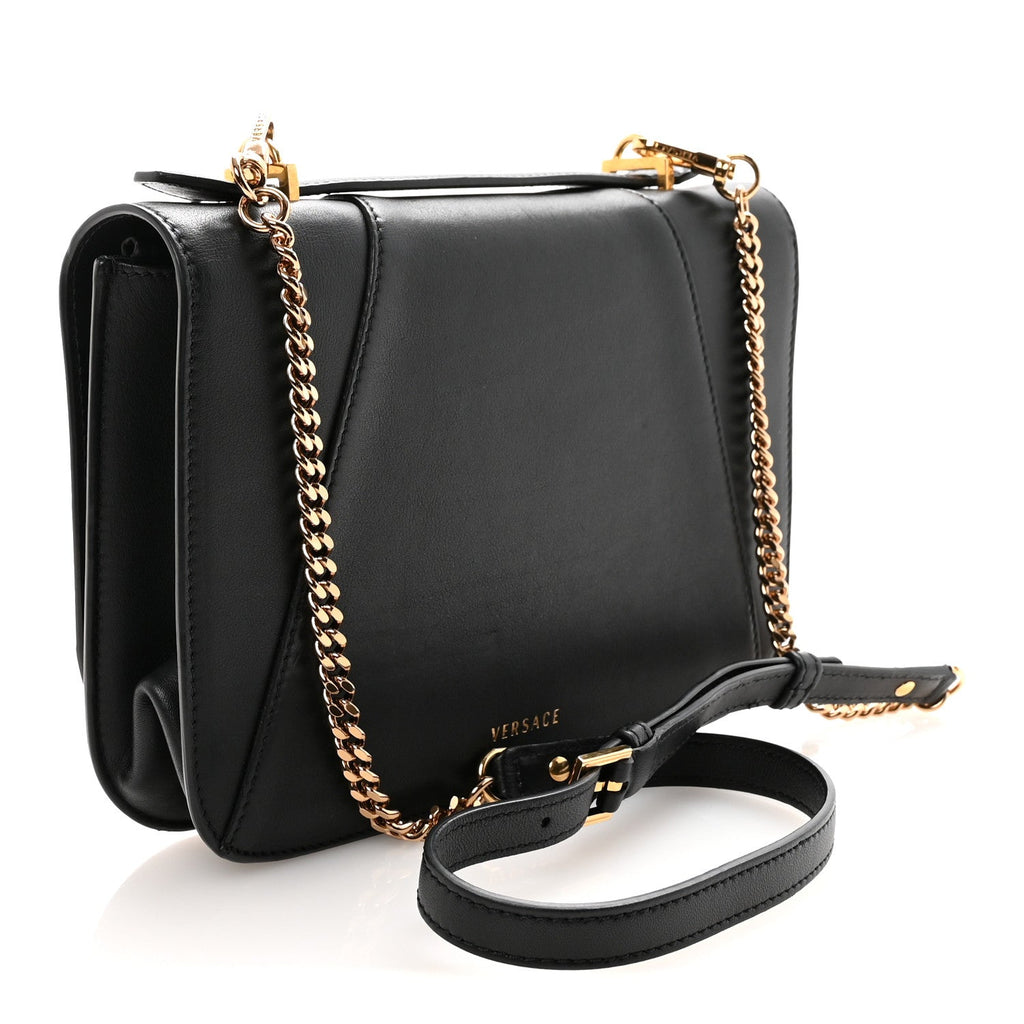 Vitello Barocco Virtus Top Handle Shoulder Bag Black