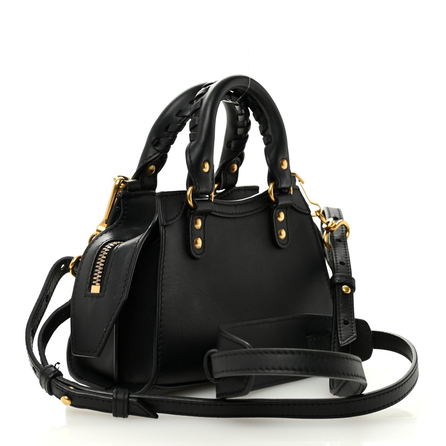 Smooth Calfskin Neo Classic Brass Hardware Nano City Crossbody Black
