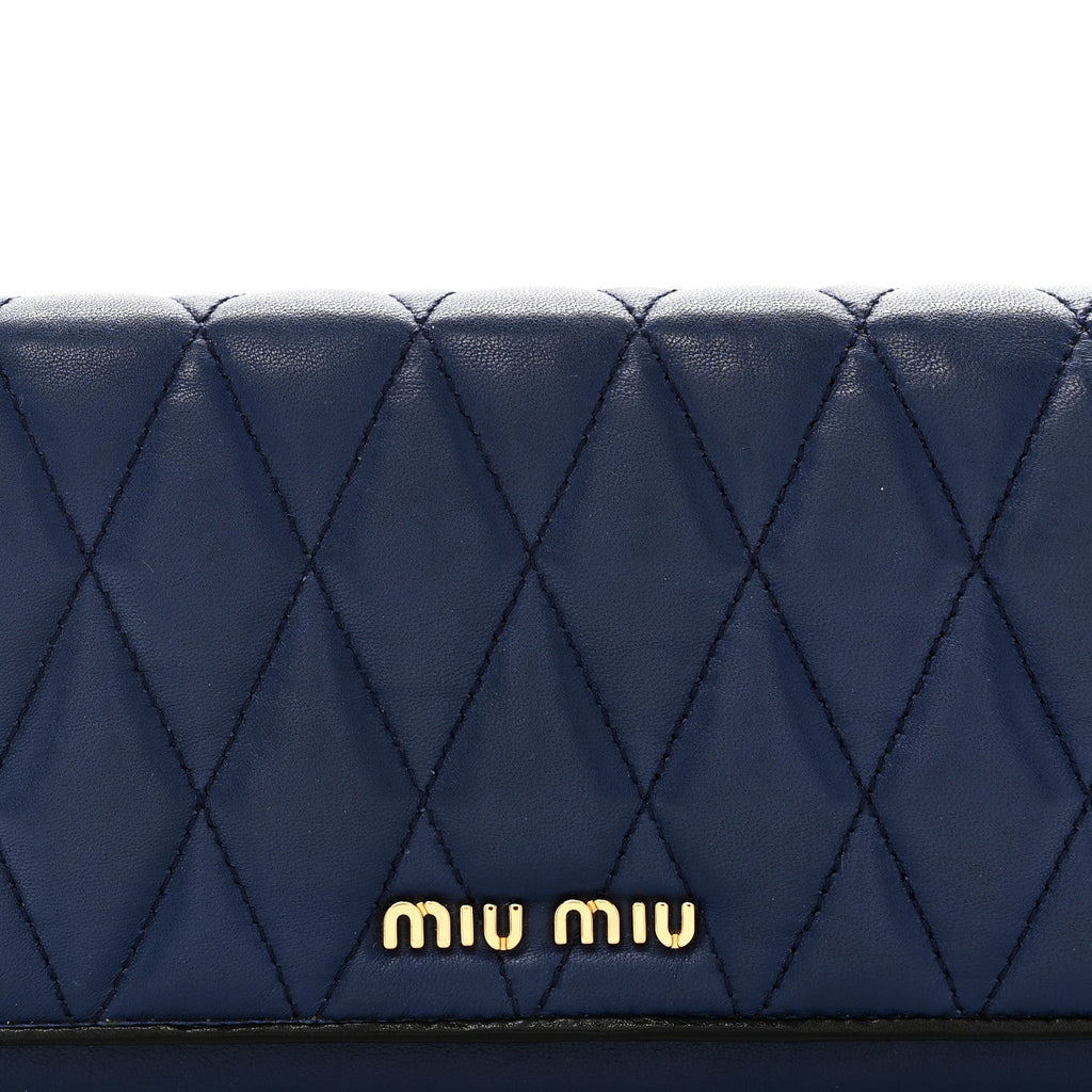 Nappa Quilted Flap Wallet Inchiostro