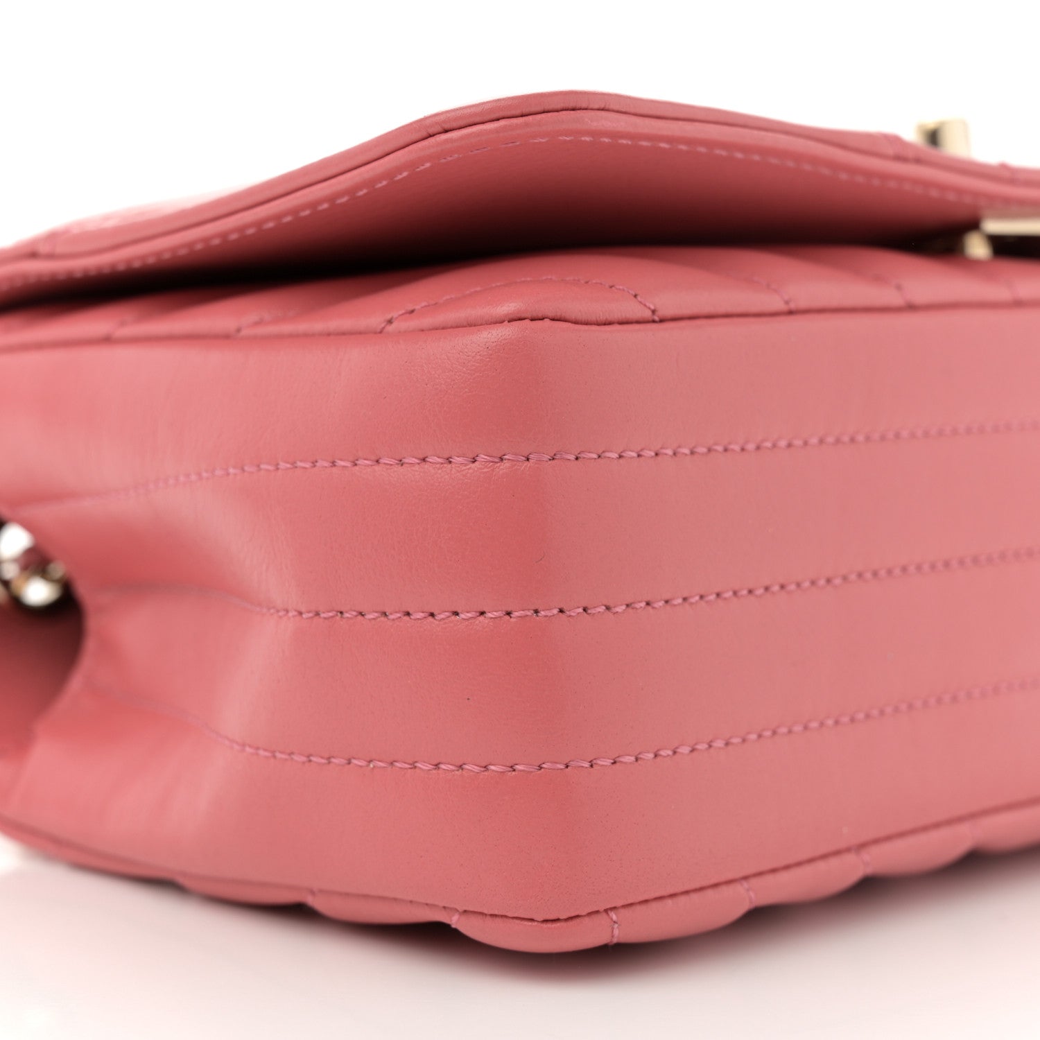Calfskin Chevron Quilted Mini Statement Flap Pink