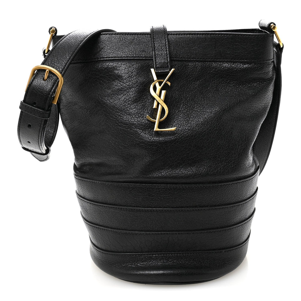 Lambskin Seau Fermoir Bucket Bag Black