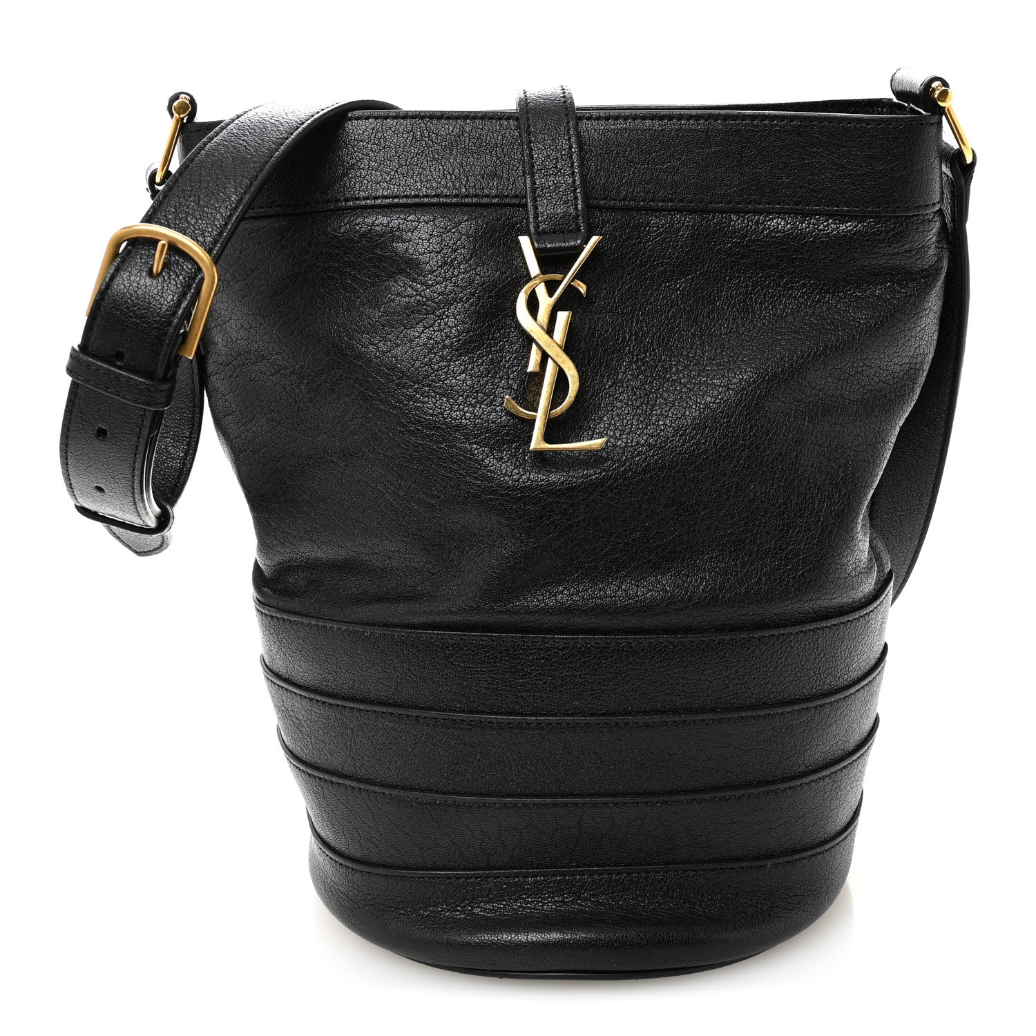 Lambskin Seau Fermoir Bucket Bag Black