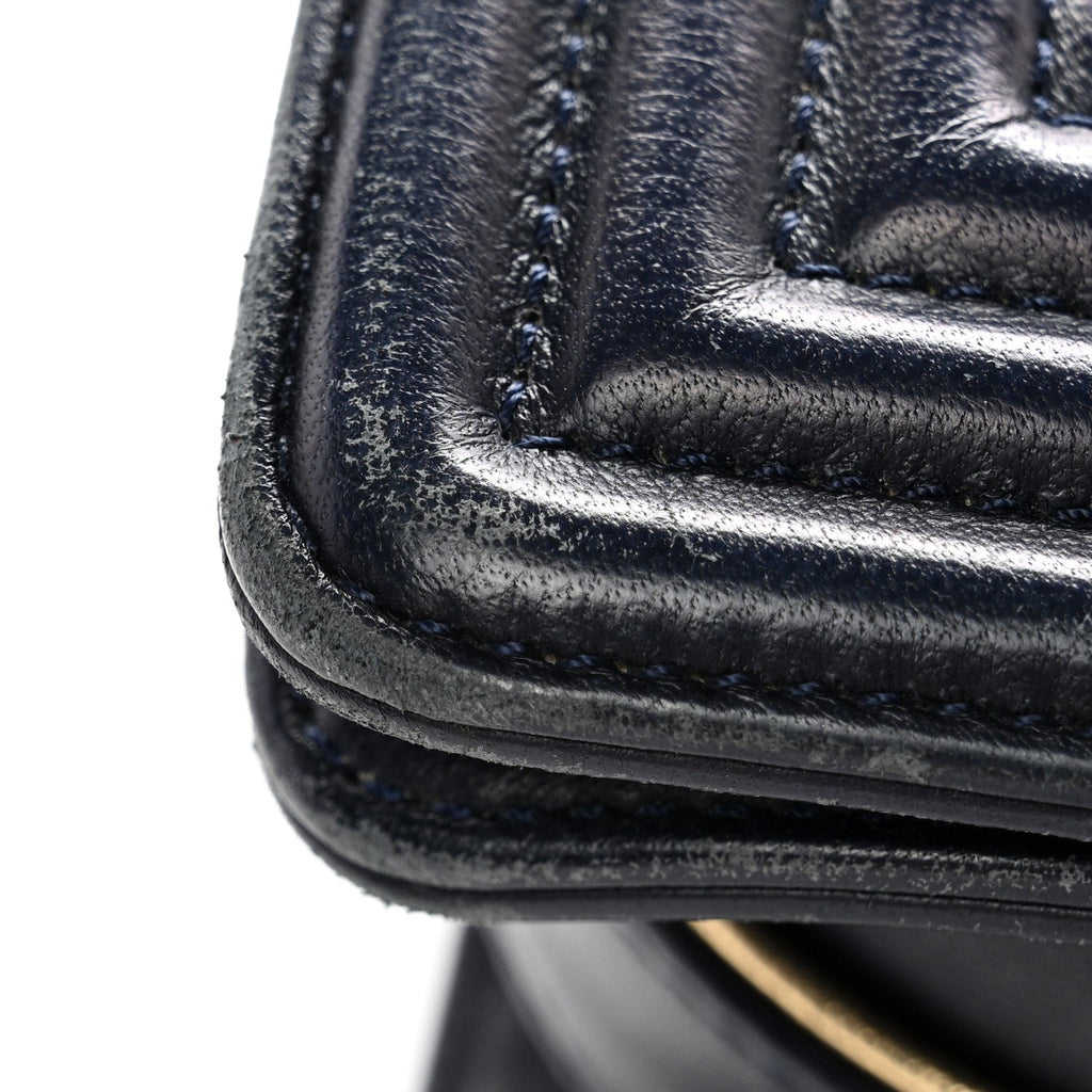 Lambskin Braided Woven Medium Boy Flap Navy Black