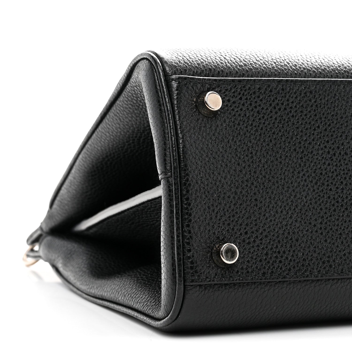 Grainy Calfskin Small Zumi Top Handle Bag Black