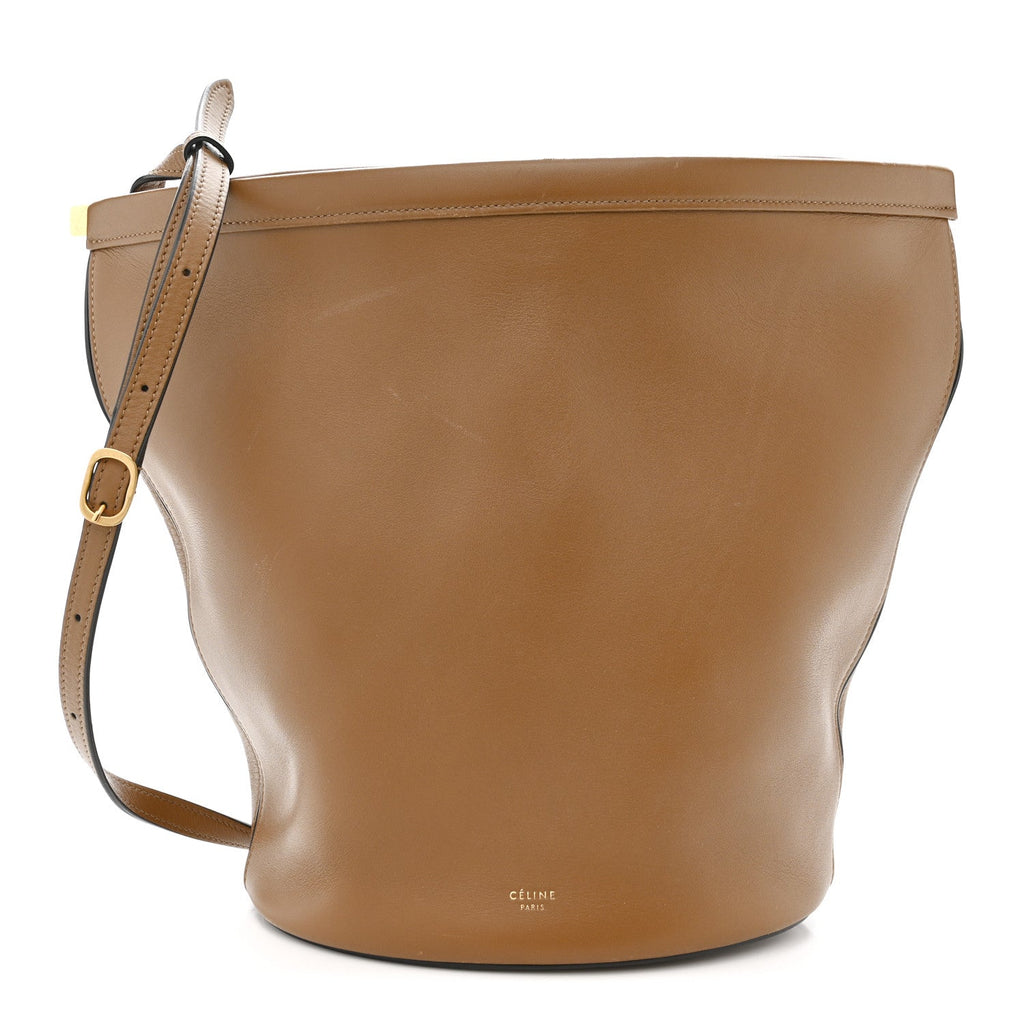 Smooth Calfskin Clasp Bucket Bag Brown