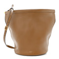 Smooth Calfskin Clasp Bucket Bag Brown