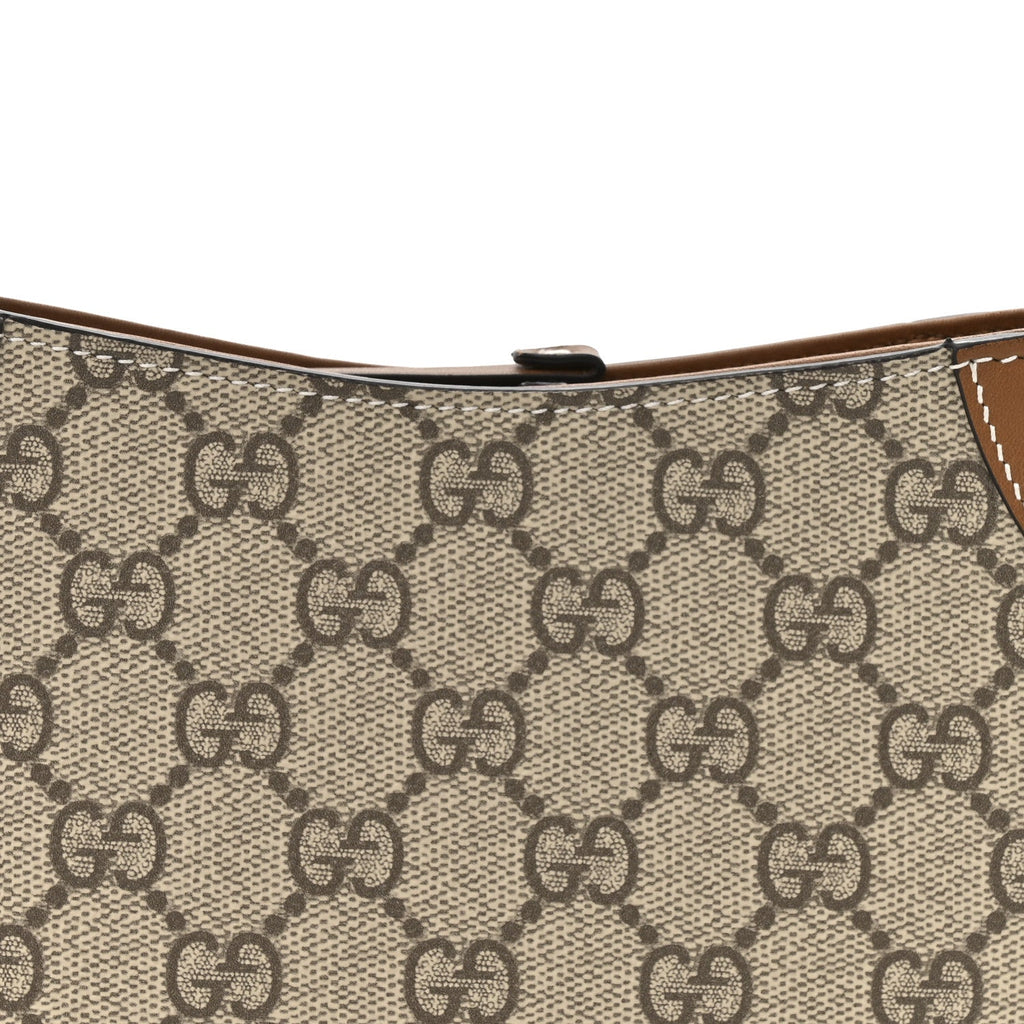 GG Monogram Calfskin Small Emblem Shoulder Bag Beige Dark Brown
