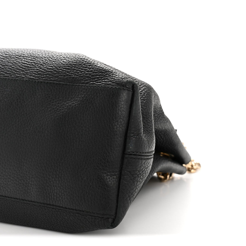 Pebbled Calfskin Medium Soho Chain Shoulder Bag Black