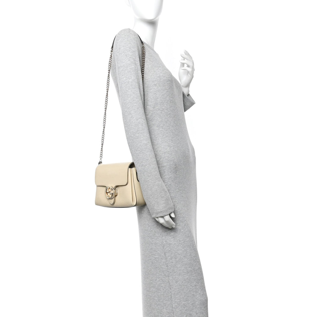 Dollar Calfskin Interlocking G Crossbody Bag Mystic White