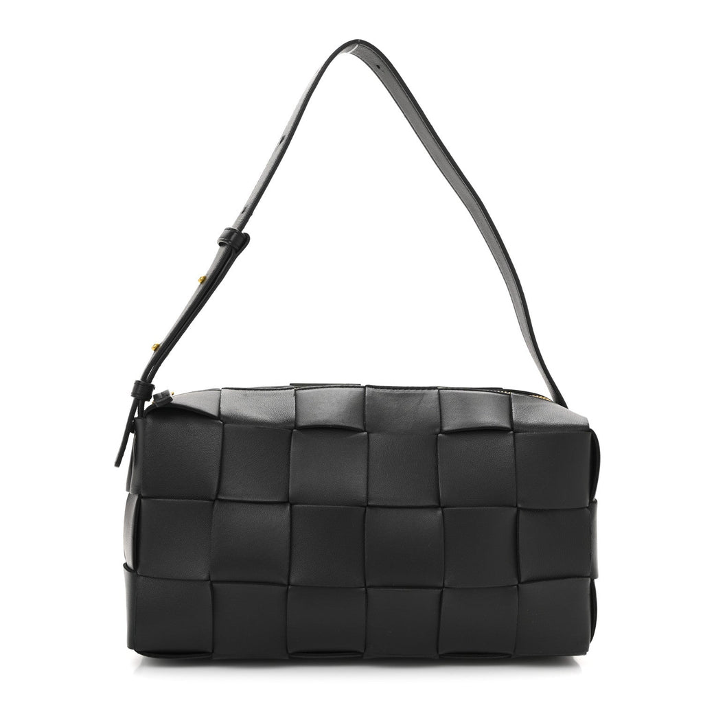 Lambskin Maxi Intrecciato Brick Cassette Bag Black