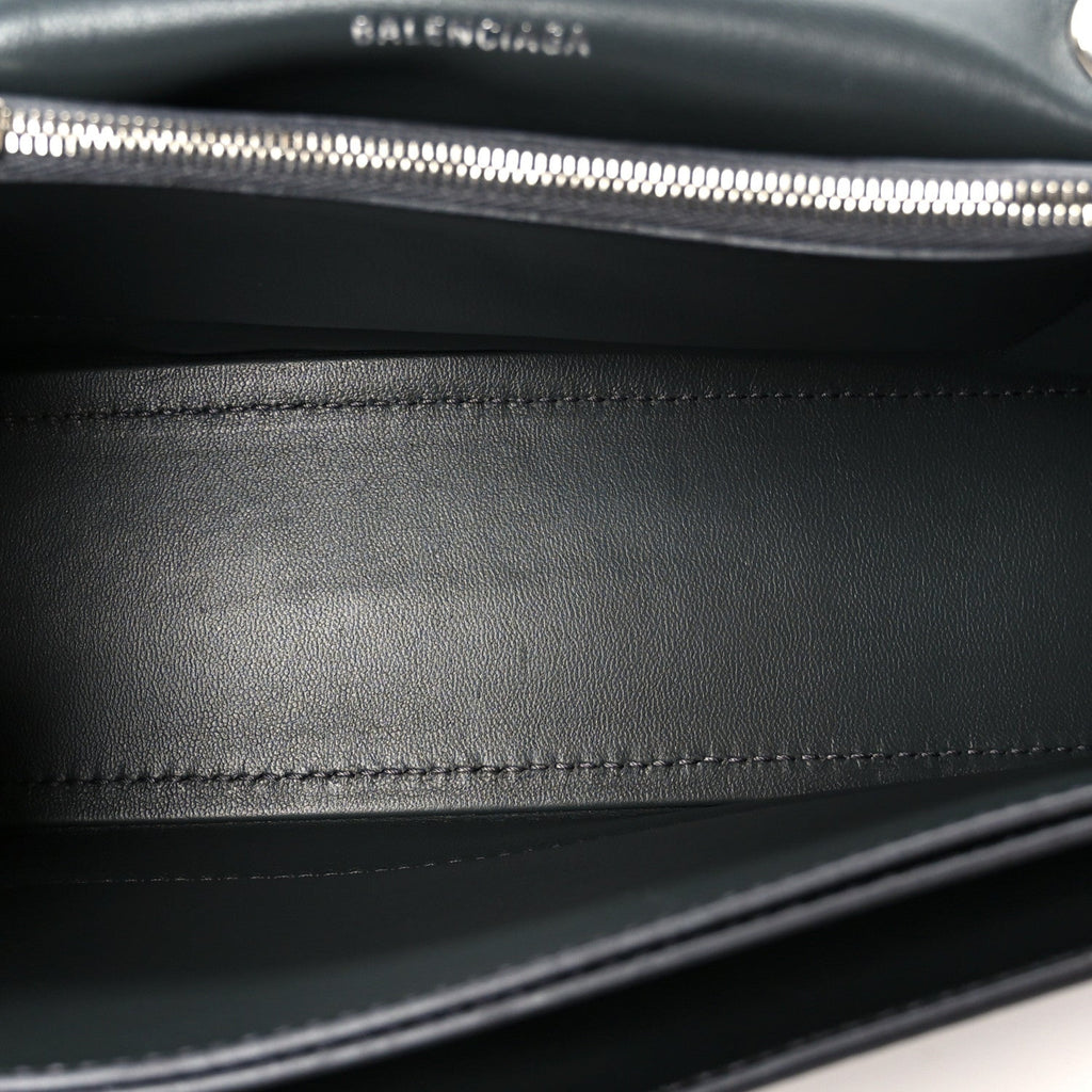 Metallic Crushed Calfskin Quilted Small Crush Chain Bag Steel Grey